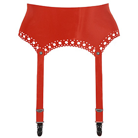 Atsuko Kudo Latex 4 Suspender Belt in Supatex Red