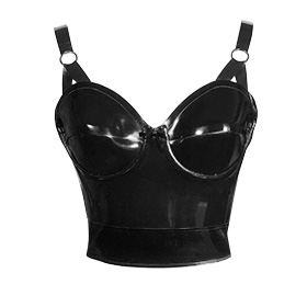 Atsuko Kudo Latex 50’s Cup Basque Top in Supatex Black