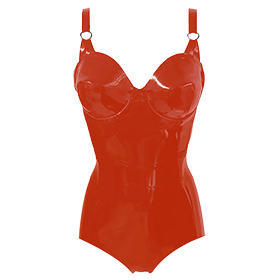 Atsuko Kudo Latex 50’s Cup Body with Boning in Supatex Red