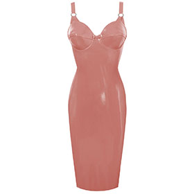 Atsuko Kudo Latex 50’s Cup Pencil Dress in Supatex Light Brown