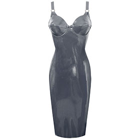 Atsuko Kudo Latex 50’s Cup Pencil Dress in Pearlsheen Pewter