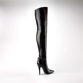 Atsuko Kudo Latex Handmade Italian Absolutely Boots in Black Matt Leather