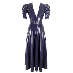 Atsuko Kudo Latex Alejandra Dress in Supatex Navy Blue