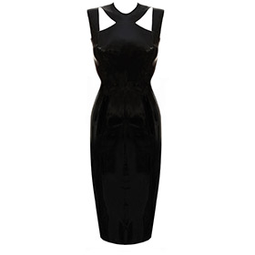 Atsuko Kudo Latex Alisa Pencil Dress in Supatex Black