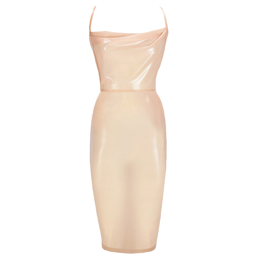 Atsuko Kudo Latex Bambi Pencil Dress in Supatex Semi-Transparent Peach
