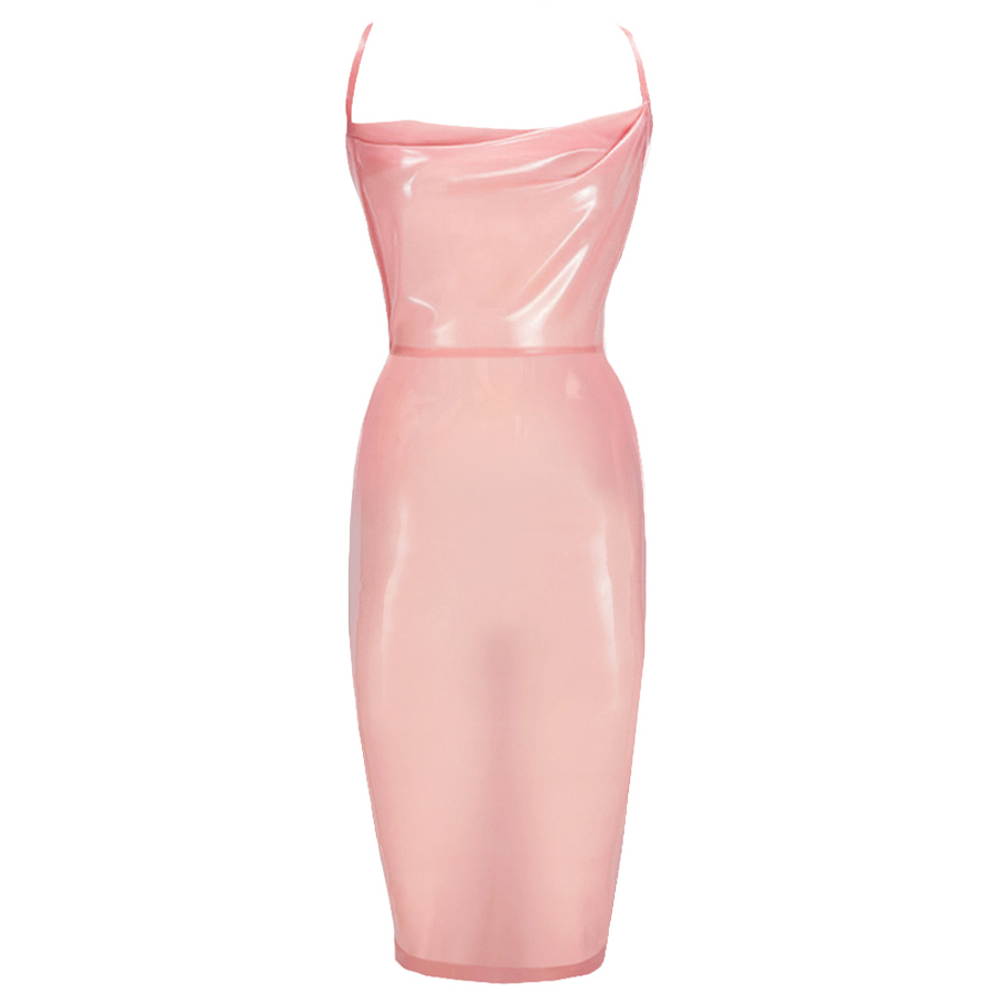Atsuko Kudo Latex Bambi Pencil Dress in Supatex Semi-Transparent Pink
