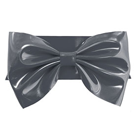 Atsuko Kudo Latex Bow Belt in Pearlsheen Pewter