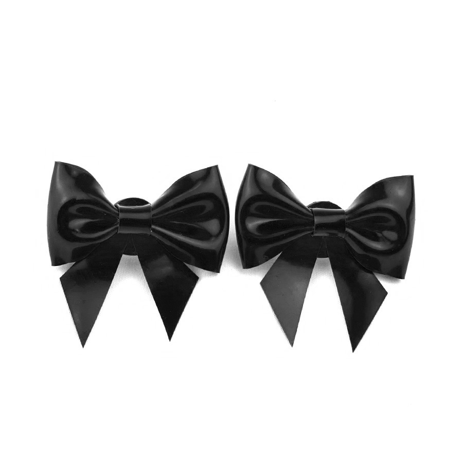 Atsuko Kudo Latex Bow Earrings in Black
