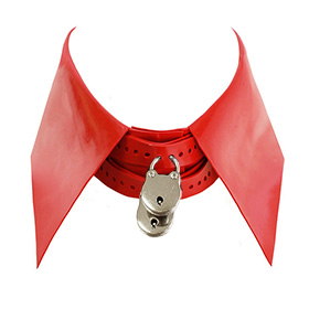 Atsuko Kudo Latex Collar with Padlock in Supatex Red