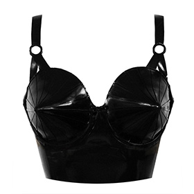 Atsuko Kudo Latex Cone Bra Crop Top in supatex black