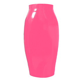 Atsuko Kudo Latex Crystal Pencil Skirt in Vibrant Bright Pink