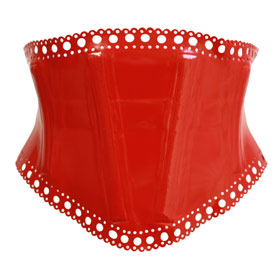 Atsuko Kudo Latex Diana Lace Waspie in Supatex Red
