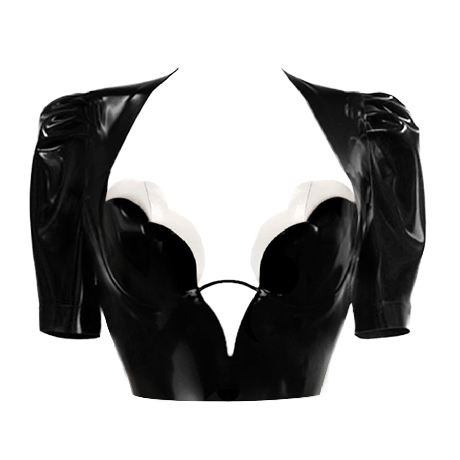 Atsuko Kudo Latex Double Tulip Cup Puff Sleeve Crop Top