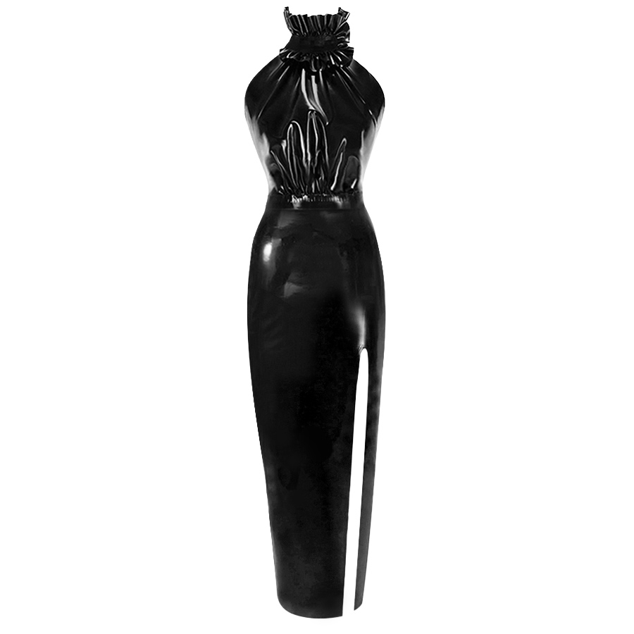 Atsuko Kudo Latex Drama Frill Evening Dress
