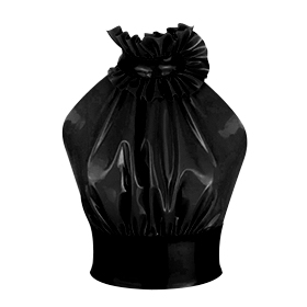 Atsuko Kudo Latex Drama Frill Top in supatex black