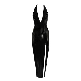 Atsuko Kudo Latex Encounter Open Back Evening Dress in Supatex Black