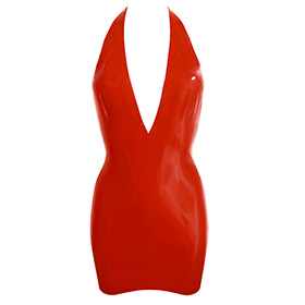 Atsuko Kudo Latex Encounter Open Back Mini Dress in Supatex Red