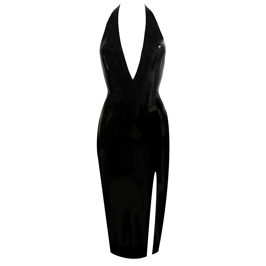 Atsuko Kudo Latex Encounter Open Back Slit Dress