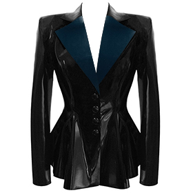Atsuko Kudo Latex Encounter Peplum Jacket in Supatex Black