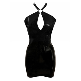 Atsuko Kudo Latex Encounter X Neck Mini Dress in Supatex Black