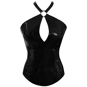 Atsuko Kudo Latex Encounter X Neck Top in supatex black