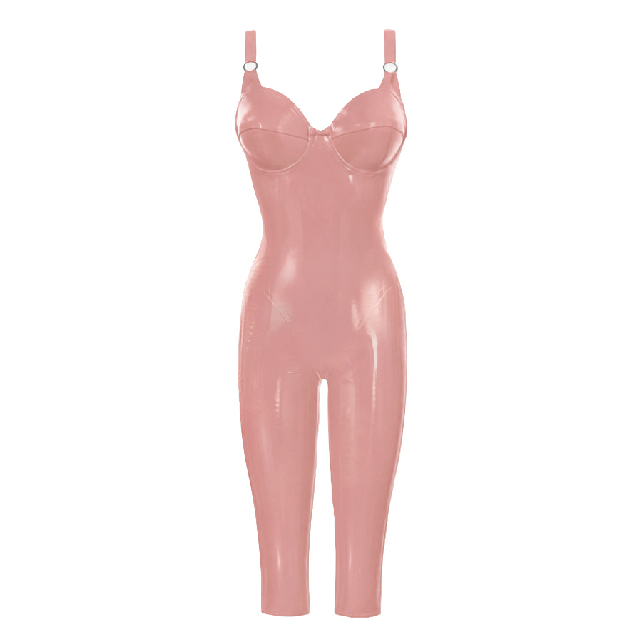 Atsuko Kudo Latex Fifties Cup Capri Catsuit in Supatex Light Brown