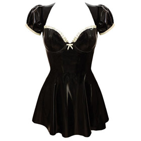 Atsuko Kudo Latex French Maid’s Flare Dress in Supatex Black