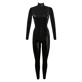 Atsuko Kudo Latex Front Zip Catsuit in Supatex Black