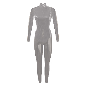 Atsuko Kudo Latex Front Zip Catsuit in Pearlsheen Silver