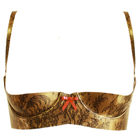 Atsuko Kudo Latex 1/2 Cup Bra in Antique Gold Lace