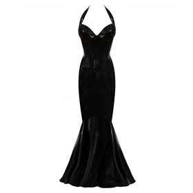 Atsuko Kudo Latex Halter Neck Candy Cup Ariel Gown in Supatex Black