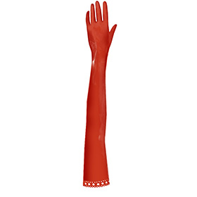 Atsuko Kudo Latex Handmade Opera Gloves in Supatex Red