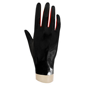 Atsuko Kudo Latex Handmade Wrist Gloves in Supatex black and red