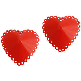 Atsuko Kudo Latex Heart Shaped Pasties in Supatex Red
