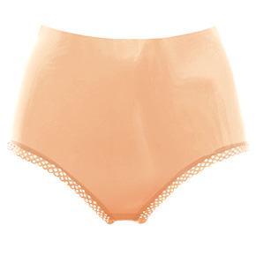 Atsuko Kudo Latex Lady P High Waist Briefs in Semi-Trans Peach