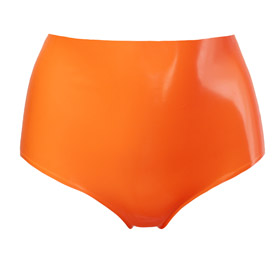 Atsuko Kudo Latex Lady P High Waist Briefs in Supatex Orange