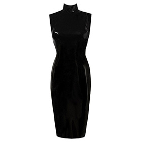 Atsuko Kudo Latex Sleeveless Joy Pencil Dress in supatex black