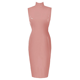 Atsuko Kudo Latex Sleeveless Joy Pencil Dress in supatex light brown