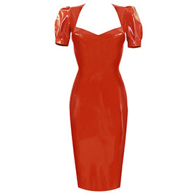 Atsuko Kudo Latex Juliet Pencil Dress in supatex red