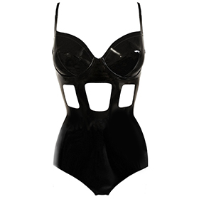 Atsuko Kudo Latex Lady P Half Cage Cutout Body in Supatex Black