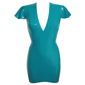 Atsuko Kudo Latex Linde Mini Dress in Turquoise