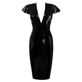 Atsuko Kudo Latex Linde Pencil Dress in Supatex Black