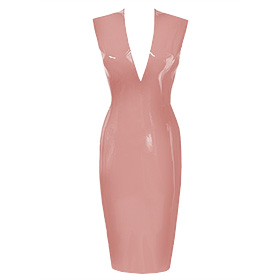 Atsuko Kudo Latex Sleeveless Linde Pencil Dress in Supatex Light Brown