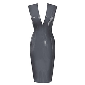 Atsuko Kudo Latex Sleeveless Linde Pencil Dress in Pearlsheen Pewter