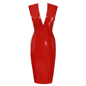 Atsuko Kudo Latex Sleeveless Linde Pencil Dress in Supatex Red