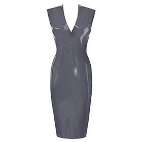 Atsuko Kudo Latex Sleeveless Linde Pencil Dress in Pearlsheen Pewter