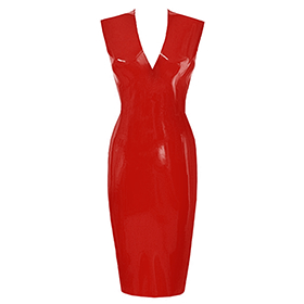Atsuko Kudo Latex Sleeveless Linde Pencil Dress in Supatex Red