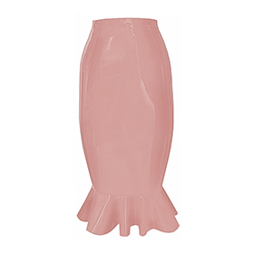 Atsuko Kudo Latex Mini Kick Hem Skirt in Supatex Light Brown