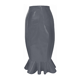 Atsuko Kudo Latex Mini Kick Hem Skirt in Pearlsheen Pewter