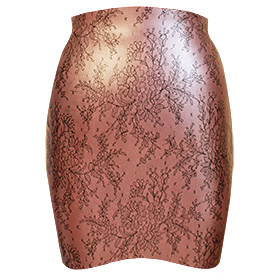 Atsuko Kudo Latex Mini Skirt in Pearlsheen Rose Lace